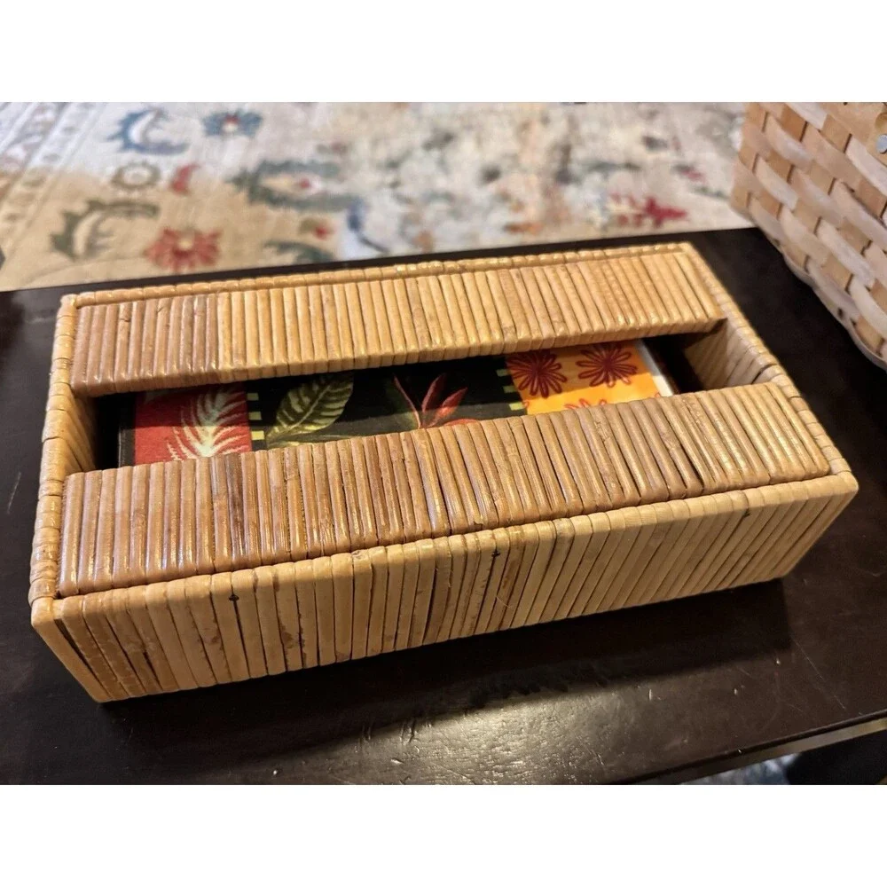 Vintage Bamboo Tissue Box Cover, Boho Chic, Coastal Vibe By DOMAIN Hong Kong